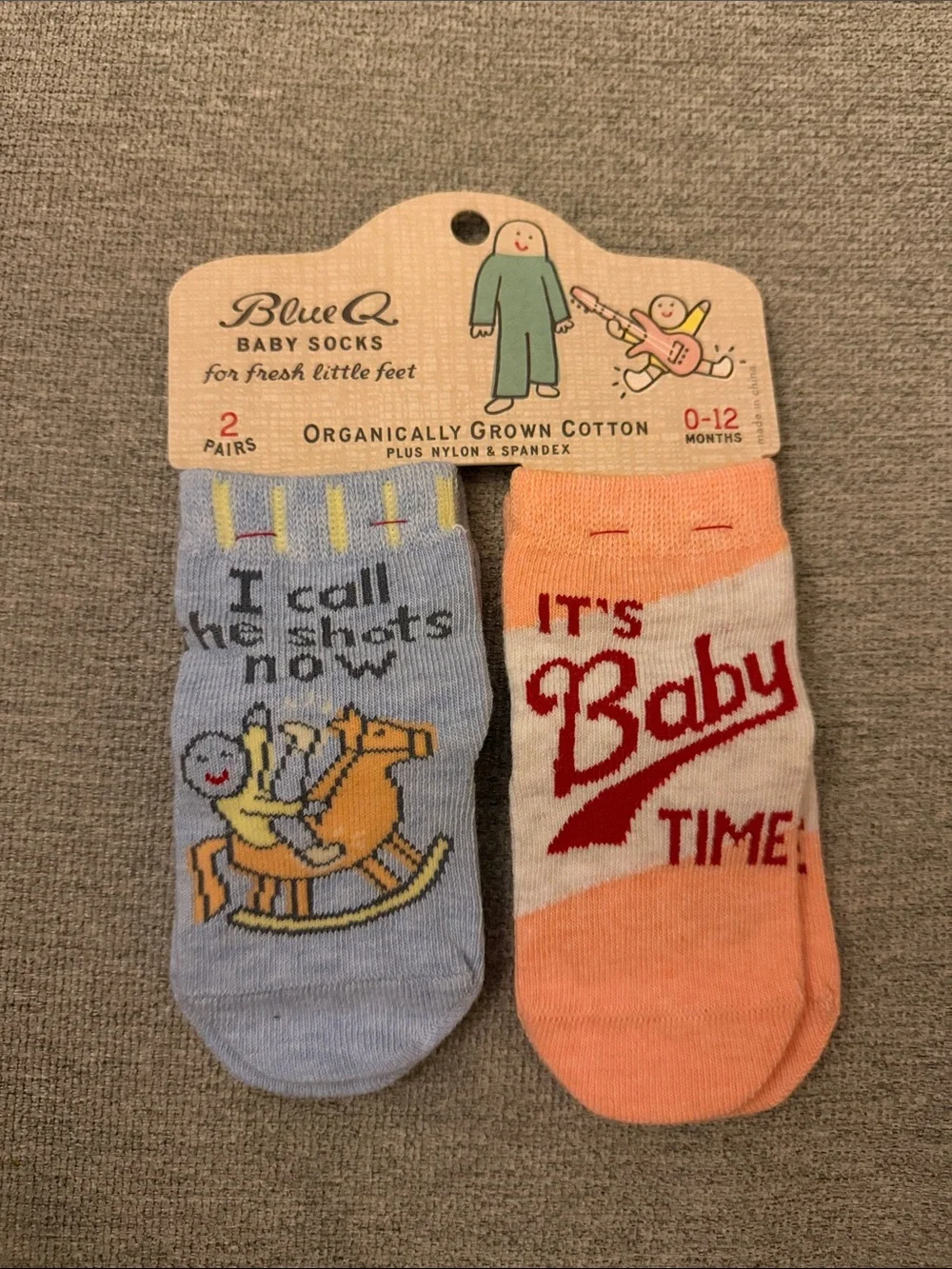 NWT Blue Q Baby Socks 2-Pack in Blue & Peach